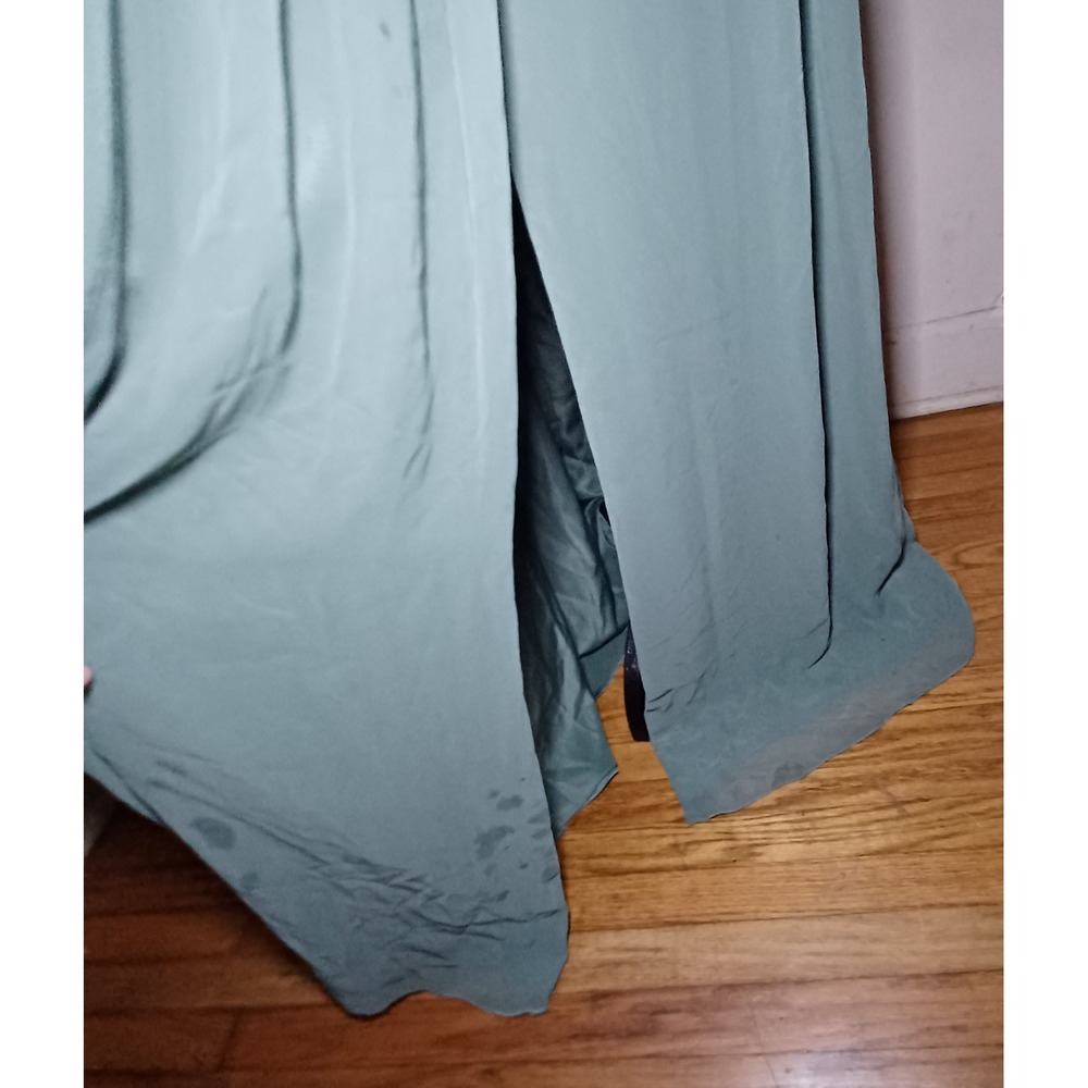 Azazie Dusty Sage Green Chiffon V-Neck Maxi Dress Cape Sleeve Gown Sz 18 READ - Picture 8 of 10